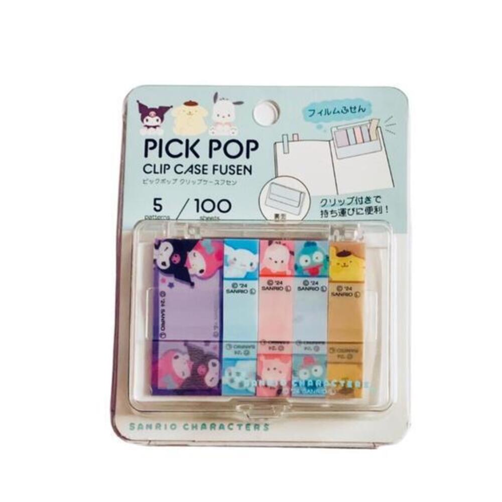 Sanrio Page Flags Pick Pop Clip Case, Sticky Notes, Kuromi Melody Cinnamoroll